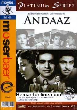 Andaaz 1949 Dilip Kumar, Nargis, Raj Kapoor, Cuckoo, Murad, Anwaribai, Amir Banu