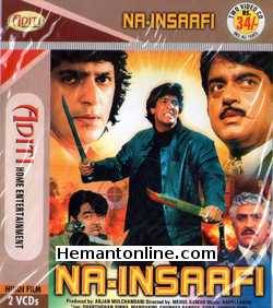 Na Insaafi 1989 Shatrughan Sinha, Chunky Pandey, Mandakini, Sonam, Amrish Puri, Asrani, Gulshan Grover, Iftekhar, Aruna Irani, Kiran Kumar, Sujit Kumar, Raza Murad, Mac Mohan