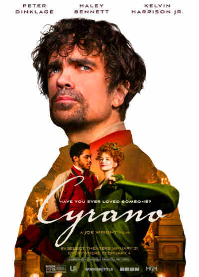 Cyrano 2022 Peter Dinklage, Haley Bennett, Kelvin Harrison Jr., Monica Dolan, Ben Mendelsohn, Bashir Salahuddin, Anjana Vasan, Joshua James, Ruth Sheen, Mark Benton, Peter Wright, Tim McMullan, Mike Shepherd