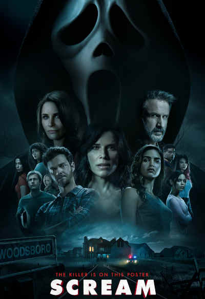 Scream 2022 Neve Campbell, Courtney Cox, David Arquette, Marley Shelton, Jenna Ortega, Jack Quaid, Dylan Minnette, Melissa Barrera, Jasmin Savoy Brown, Mikey Madison, Sonia Ammar, Mason Gooding, Reggie Conquest, Kyle Gallner, Chester