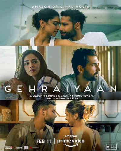 Gehraiyaan 2022 Deepika Padukone, Siddhant Chaturvedi, Ananya Panday, Naseeruddin Shah, Dhairya Karwa, Rajat Kapoor, Shataf Figar, Pavleen Gujral, Natasha Rastogi, Vihaan Chaudhary, Kanika Dang, Deepak Kriplani Palani, Yamini Joshi, Ananya Anand, Arzoo,