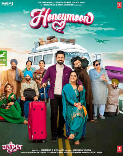 Honeymoon 2022 Gippy Grewal, Jasmin Bhasin, Nirmal Rishi, Sardar Sohi, Nasir Chinyoti, Seema Kaushal, Naresh Kathooria, Karamjit Anmol, Harby Sangha