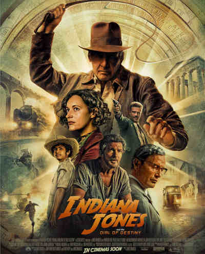 Indiana Jones and the Dial of Destiny 2023 Harrison Ford, Phoebe Waller Bridge, Mads Mikkelsen, Antonio Banderas, Boyd Holbrook, John Rhys Davies, Thomas Kretschmann, Toby Jones, Shaunette Renee Wilson, Mark Killeen, Ethann Isidore, Alaa Safi, Nasser Memarzia, Martin