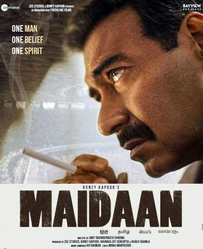 Maidaan 2023 Ajay Devgn, Priyamani, Gajraj Rao, Bhavesh Lohar, Sunny Yadav, Allan Bazil Monteiro, Maxx Taylor, Toplica Milan Dunjic, Neel Vishal Mishra, Paul Spurrier,